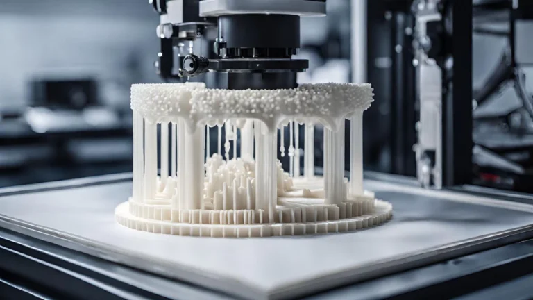 Protótipo 3D em processo de impressão, demonstrando a tecnologia avançada