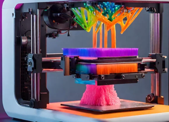 Customização na Impressão 3D:Uma impressora 3D produzindo um objeto personalizado.