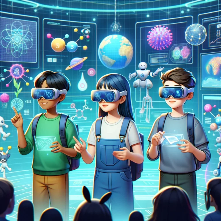 Imagem representativa de alunos interagindo com ambientes virtuais de aprendizado 3D